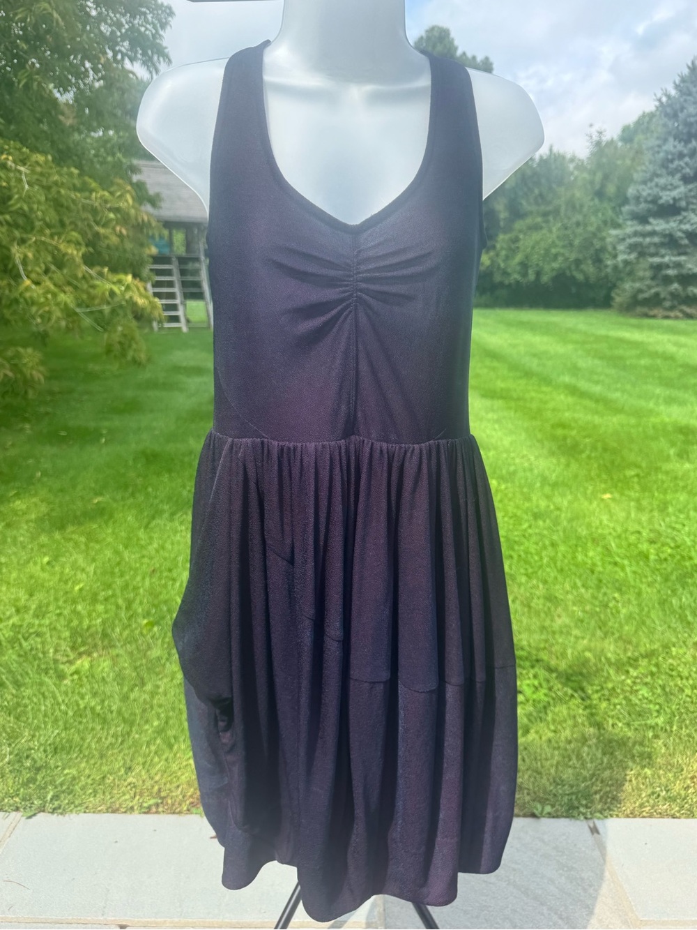 Marc by Marc Jacobs Black Sleeveless V-Neck Gathered Skirt Dress
